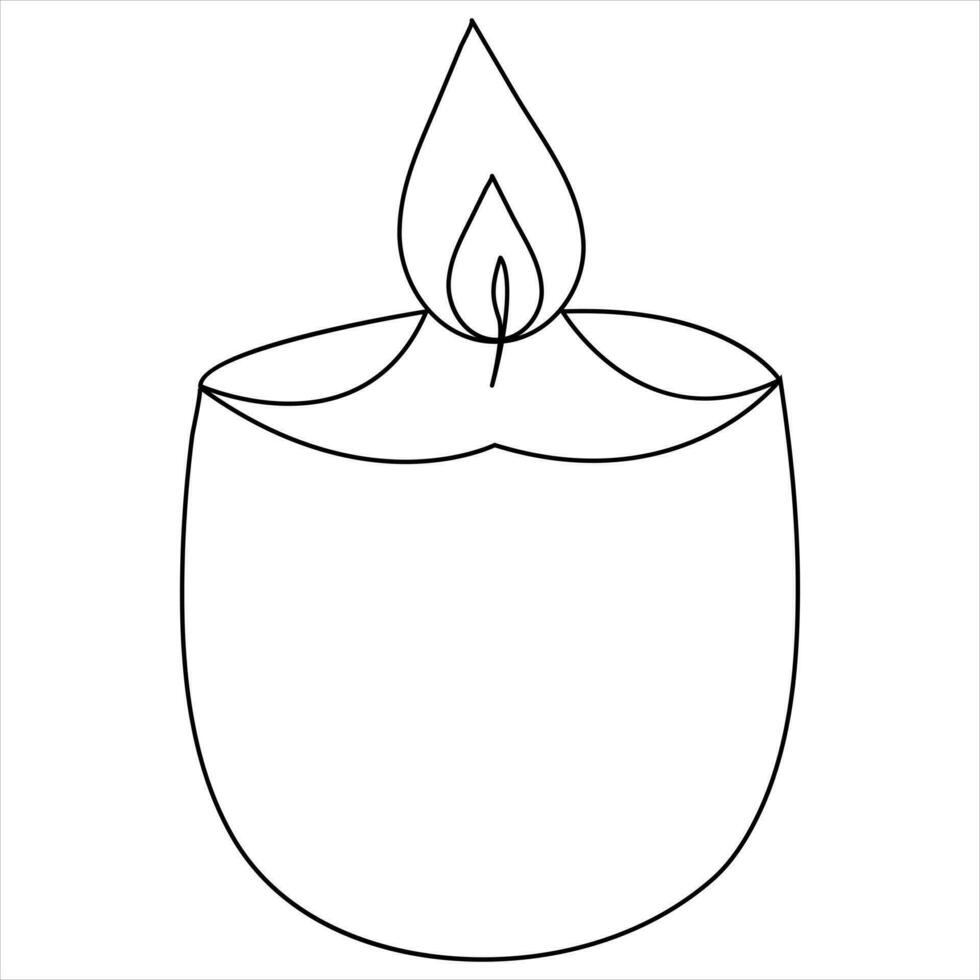 Continuous single line art drawing of candle and minimalist outline vector art drawing