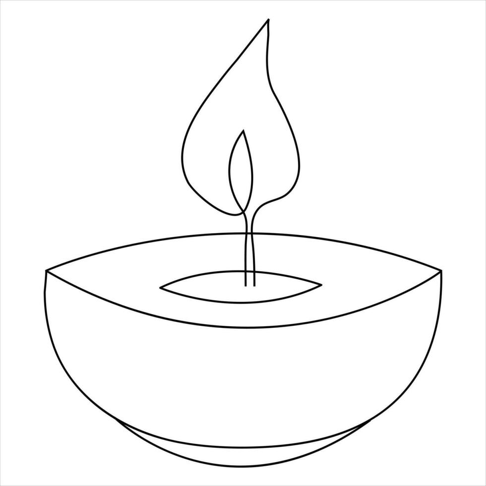 Continuous single line art drawing of candle and minimalist outline vector art drawing