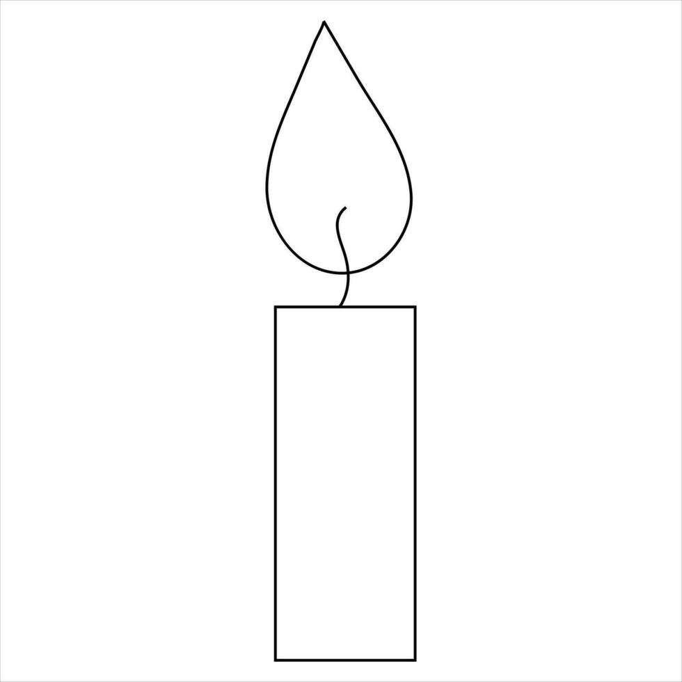 Continuous single line art drawing of candle and minimalist outline vector art drawing