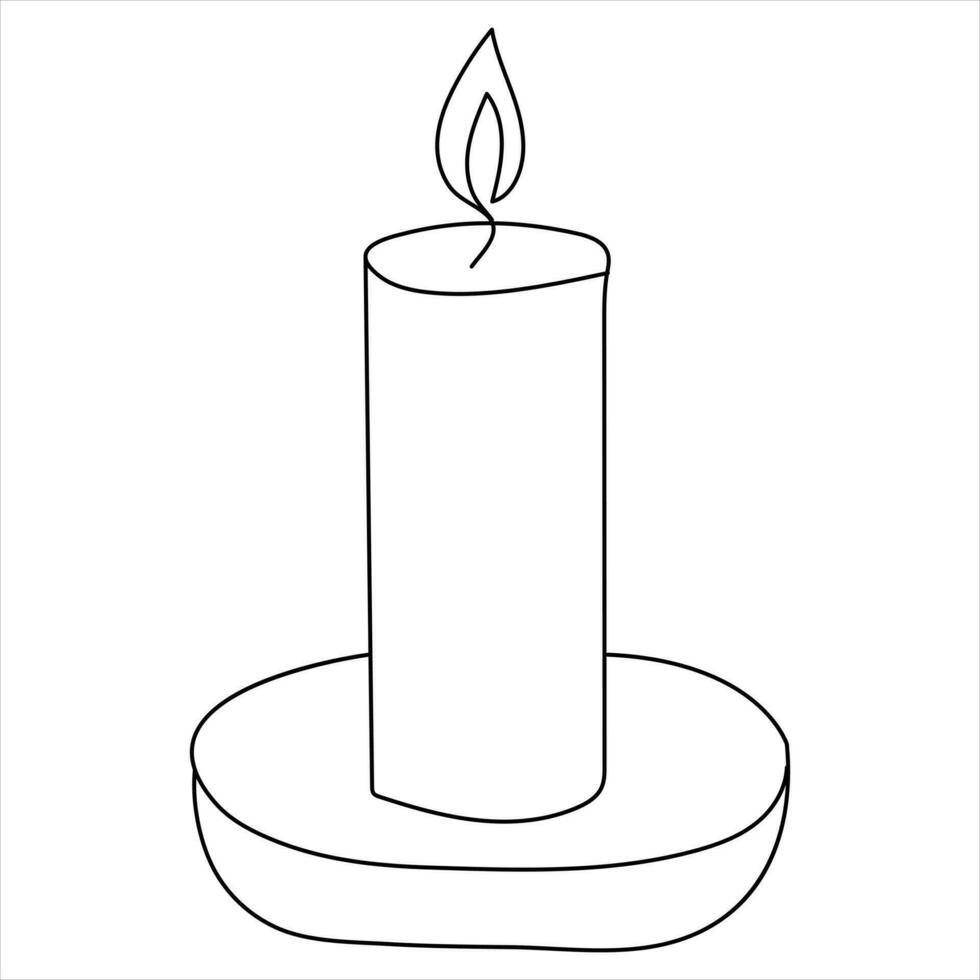 Continuous single line art drawing of candle and minimalist outline vector art drawing
