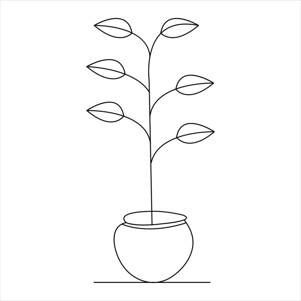 Tree continuous single line art of drawing and tree style  vector illustration