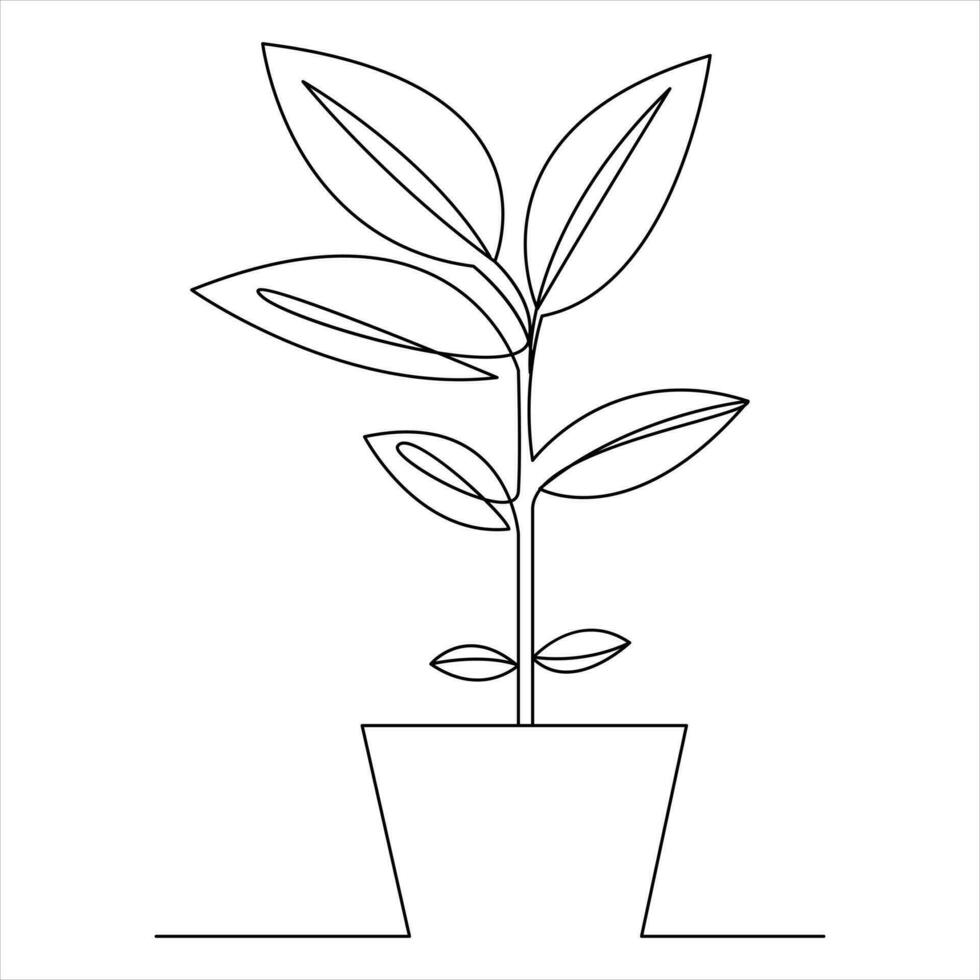 Tree continuous single line art of drawing and tree style  vector illustration