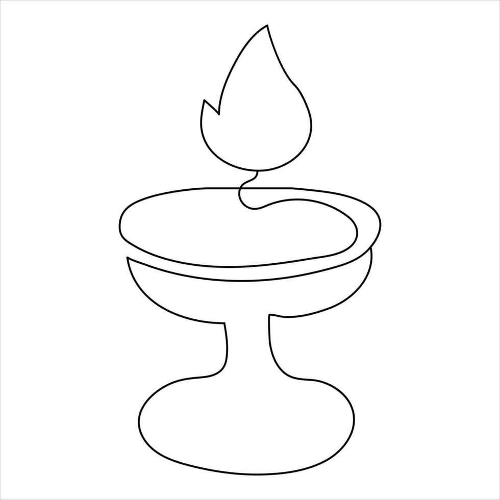 Continuous single line art drawing of candle and minimalist outline vector art drawing