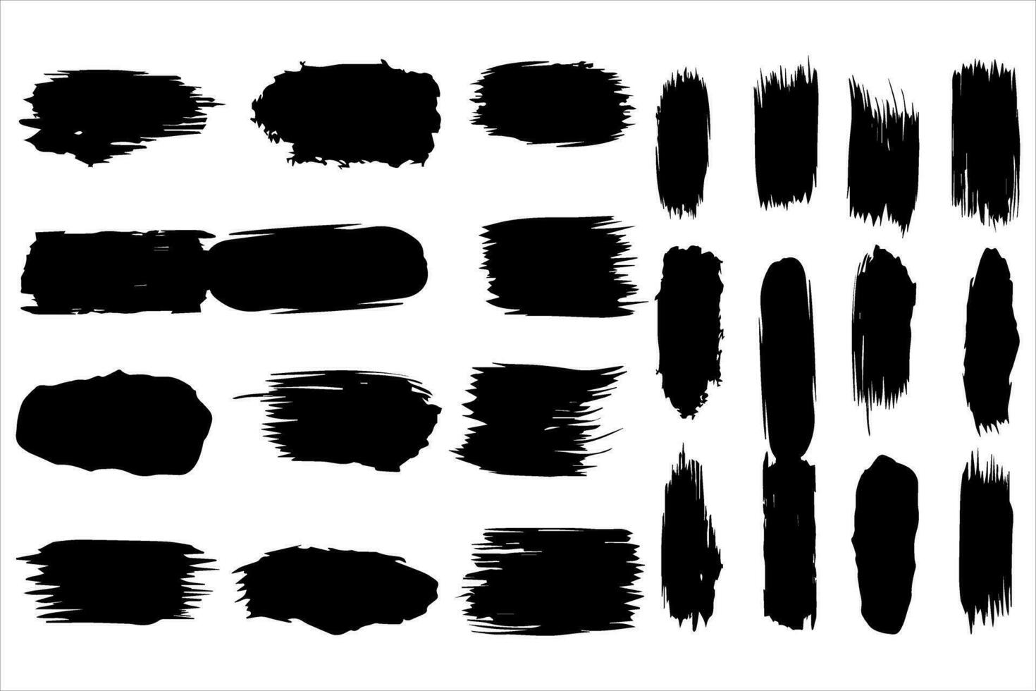 Vintage Retro Ink Paint Brush Shape, Vintage Retro Paint Brush Stroke Texture vector