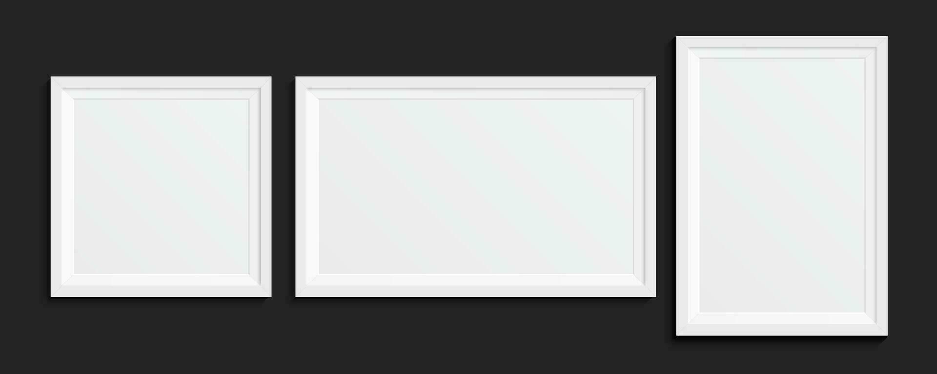 Photo frame design. Picture frame mockup with shadow. Empty photography picture frame mockup. Vector