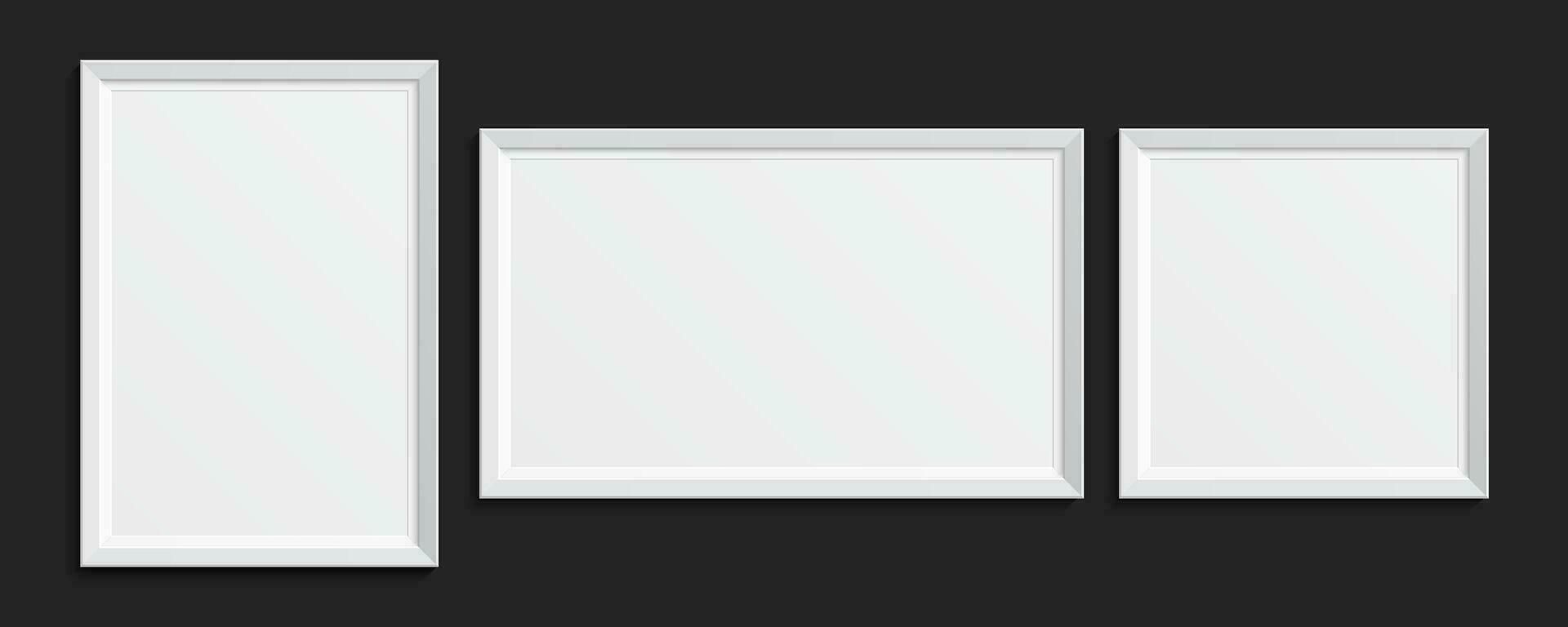 Photo frame design. Picture frame mockup with shadow. Empty photography picture frame mockup. Vector