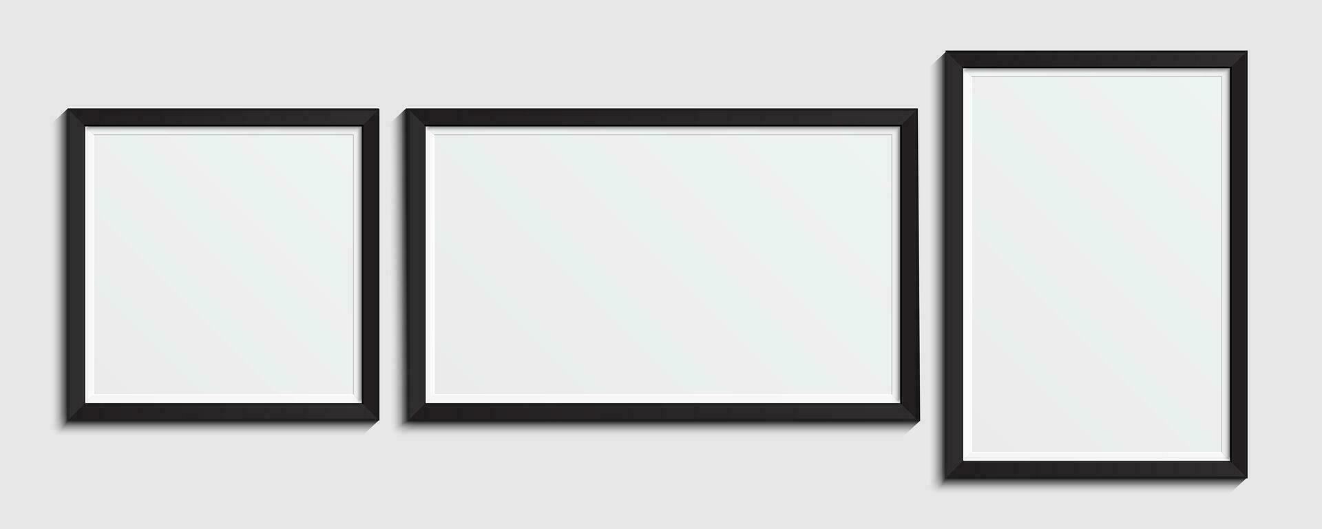 Photo frame design. Picture frame mockup with shadow. Empty photography picture frame mockup. Vector