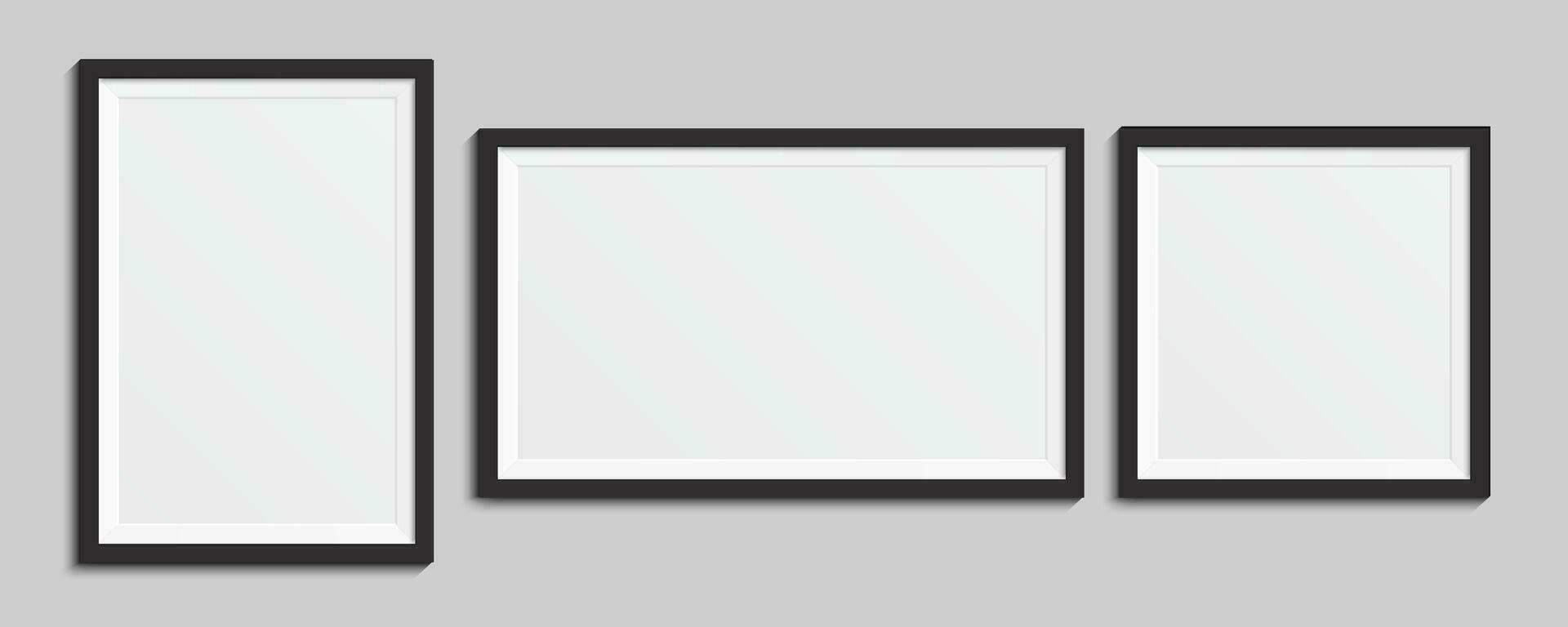 Photo frame design. Picture frame mockup with shadow. Empty photography picture frame mockup. Vector