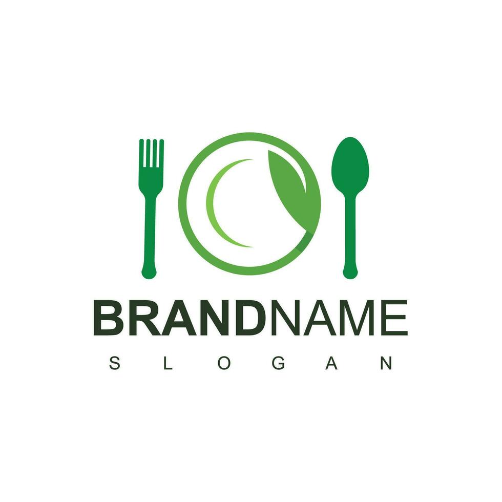 Healthy Food Logo, Restaurant Icon Using Vegan or Healthy Food Concept vector