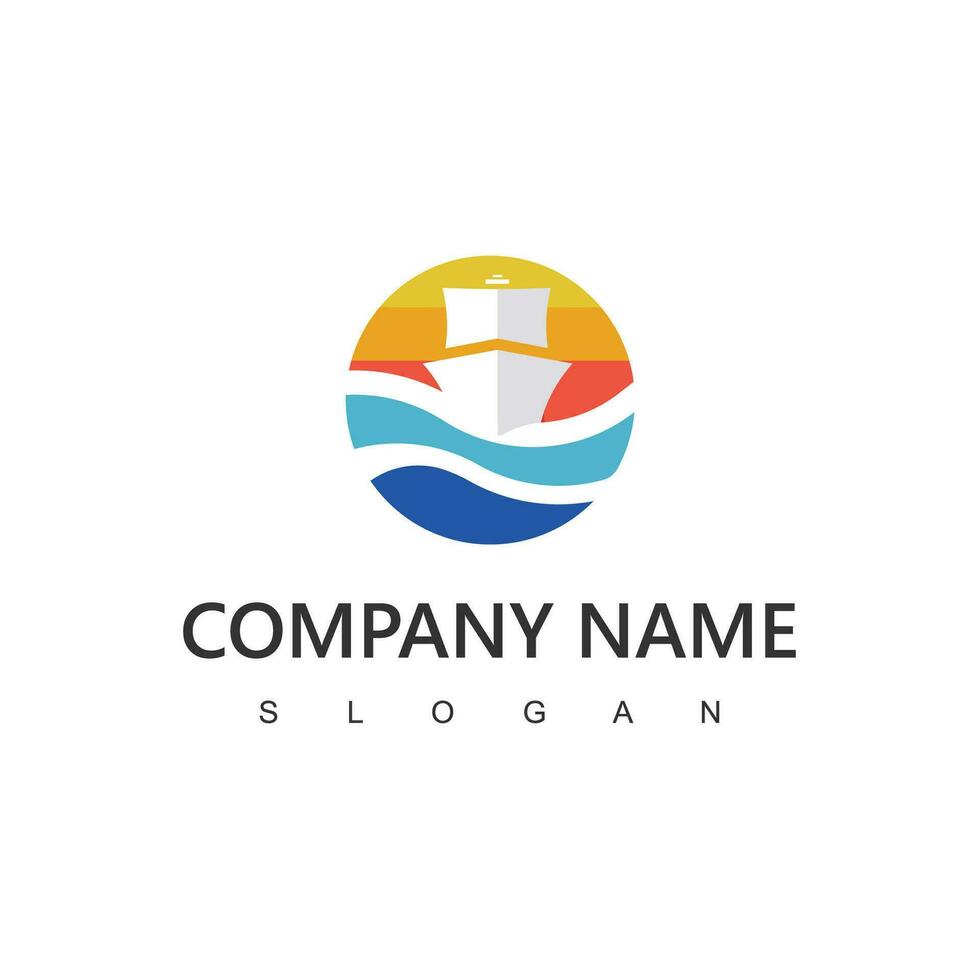 Ship logo illustration, Shipping, travel and delivery services company symbol vector