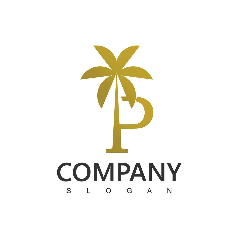 Palm tree logo, golden palm tree , luxury and elegant symbol vector