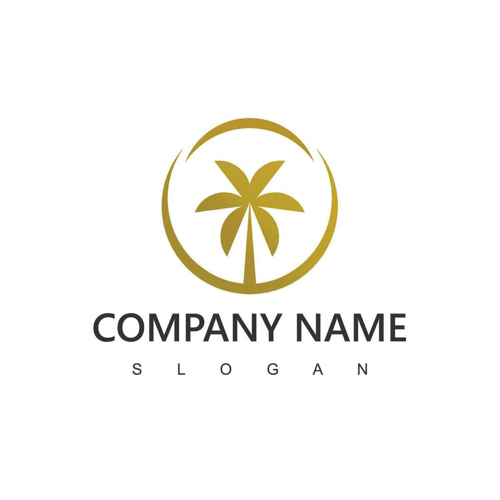 Palm tree logo, golden palm tree , luxury and elegant symbol vector