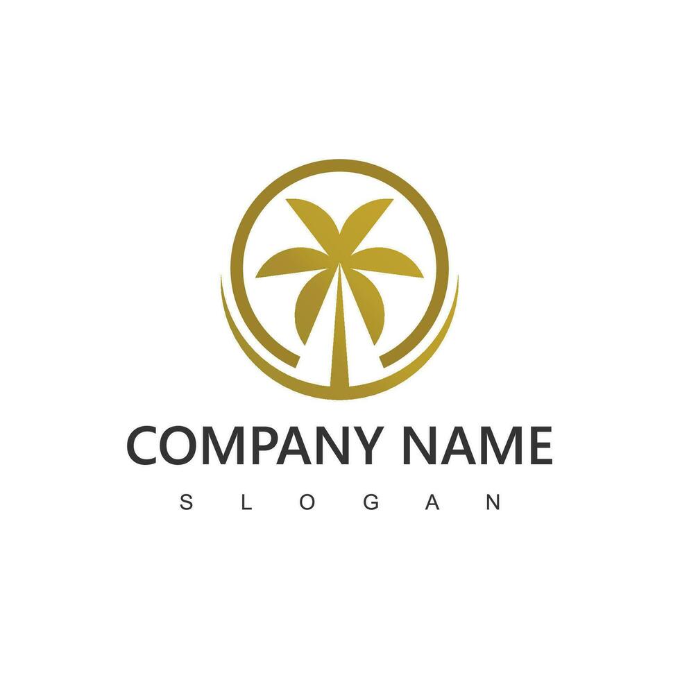 Palm tree logo, golden palm tree , luxury and elegant symbol vector