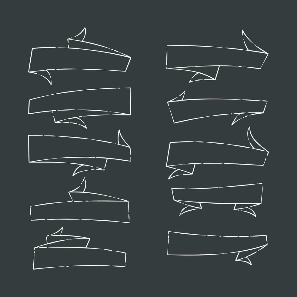 Vintage ribbons banners hand drawn collection vector