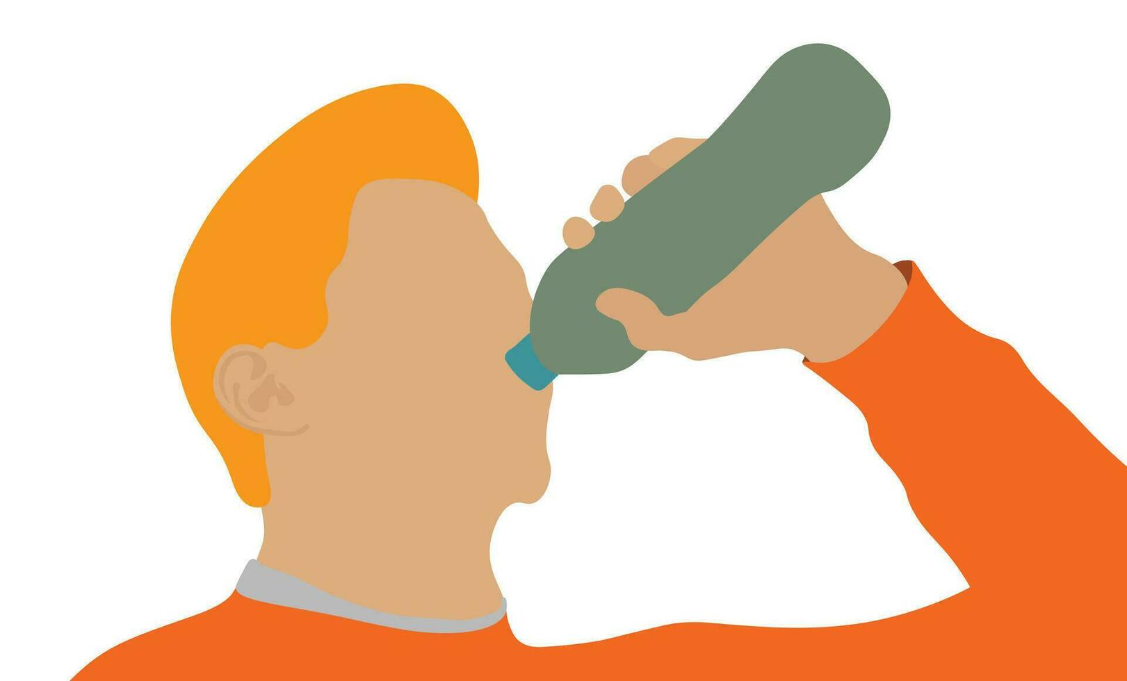 Man drinking water from plastic bottle vector