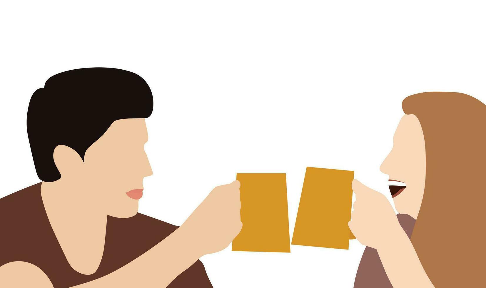 hombres y mujer brindis bebidas felizmente vector