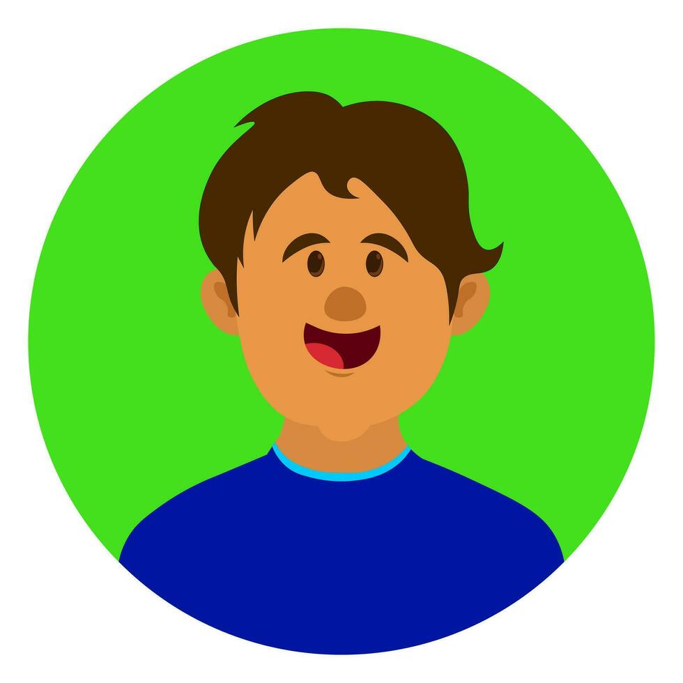 sonriente chico con marrón pelo vector