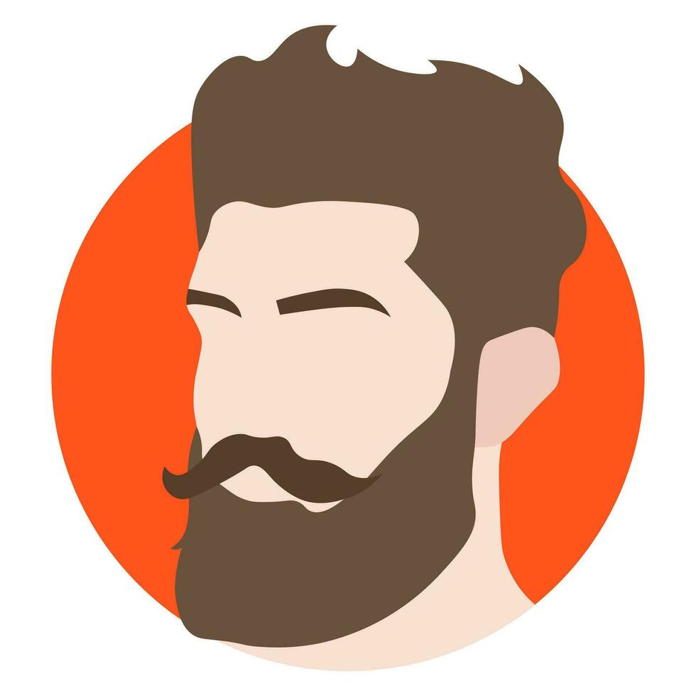 Bearded man and mustache with brown hair vector