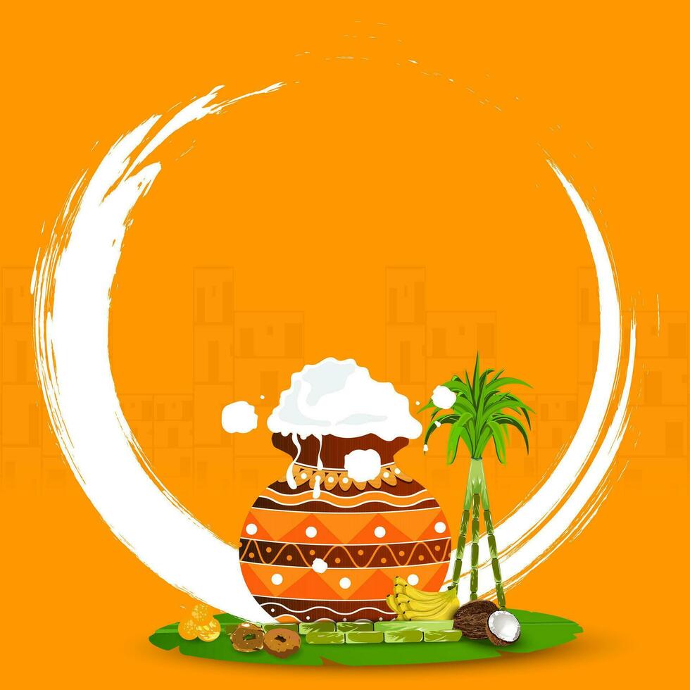 Illustration of Happy Pongal Holiday Background for Pongal Festival of Tamil Nadu India. vector