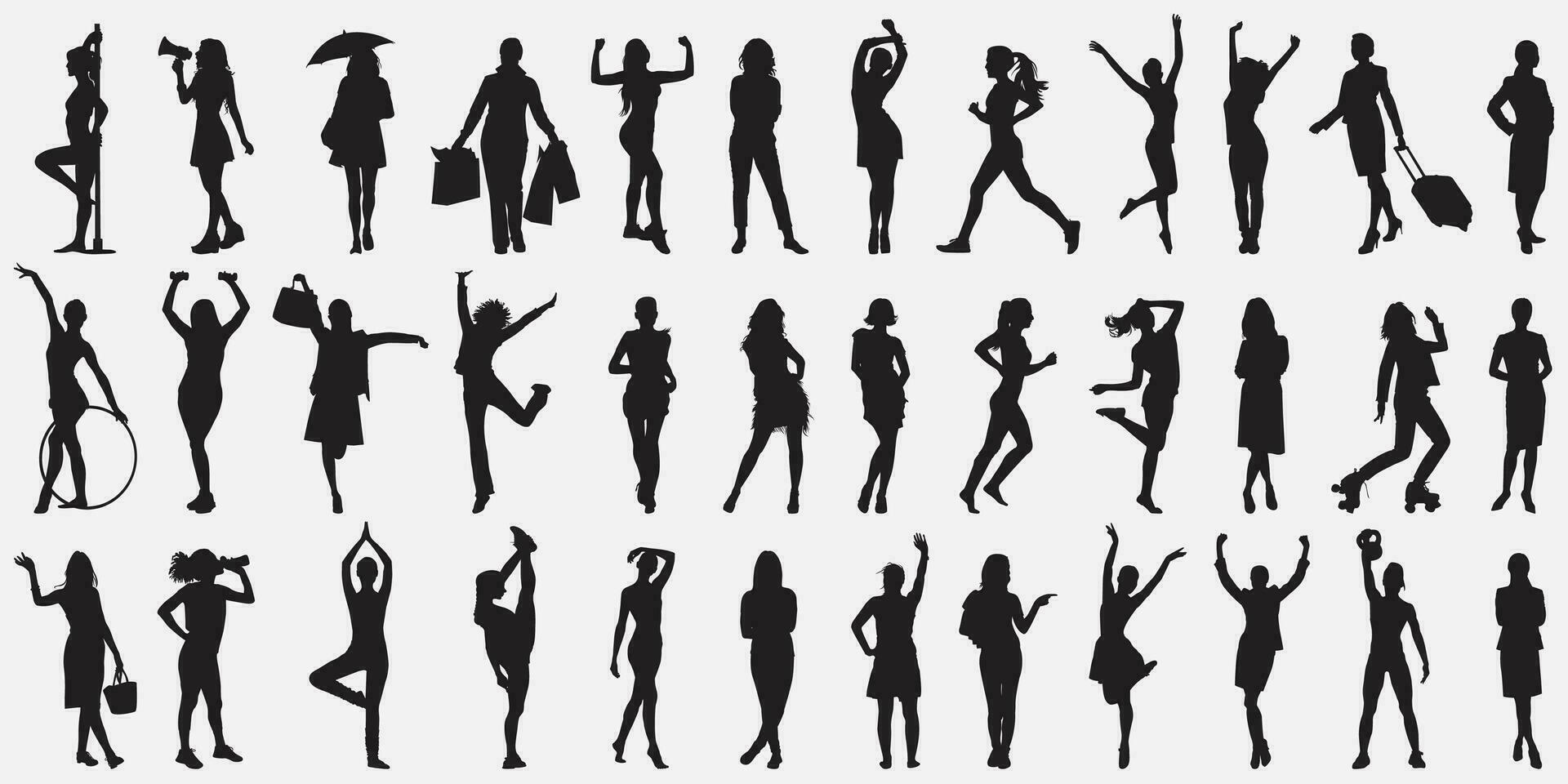 women silhouette set vector