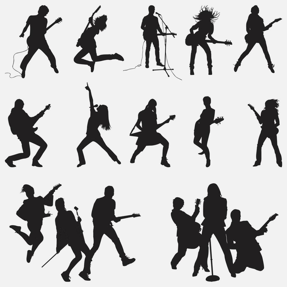 Rockstar Silhouette Set vector