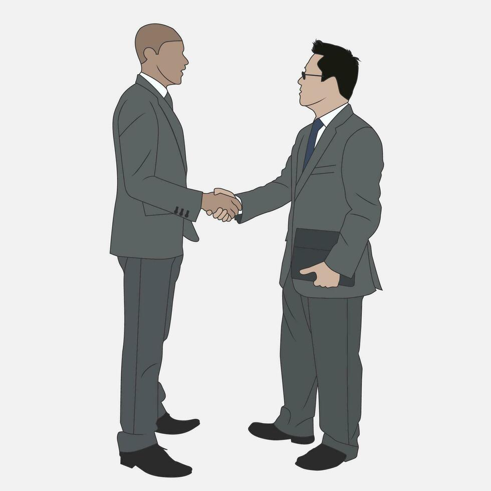 bussinessmen shaking hands illustration line art vector