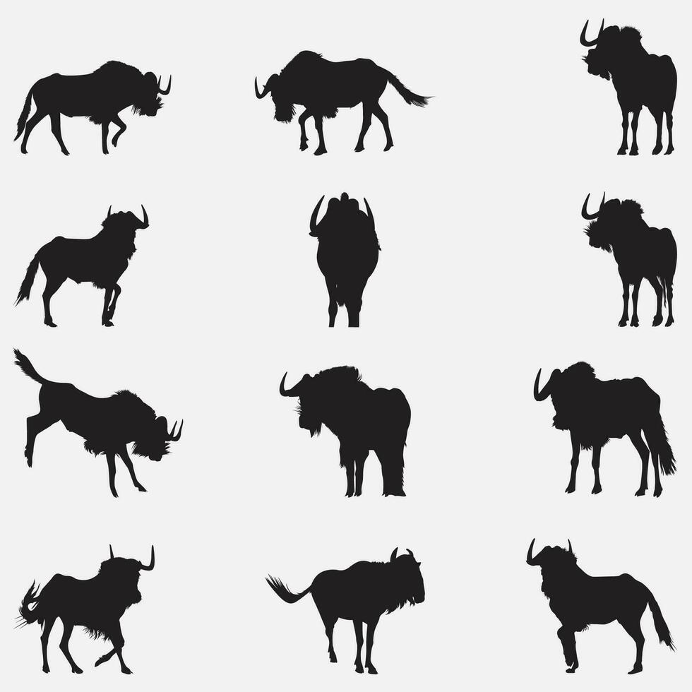 tailed gnu silhouette vector