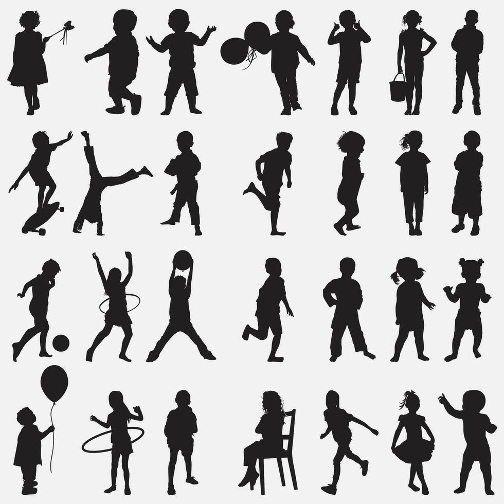 kids silhouette set vector