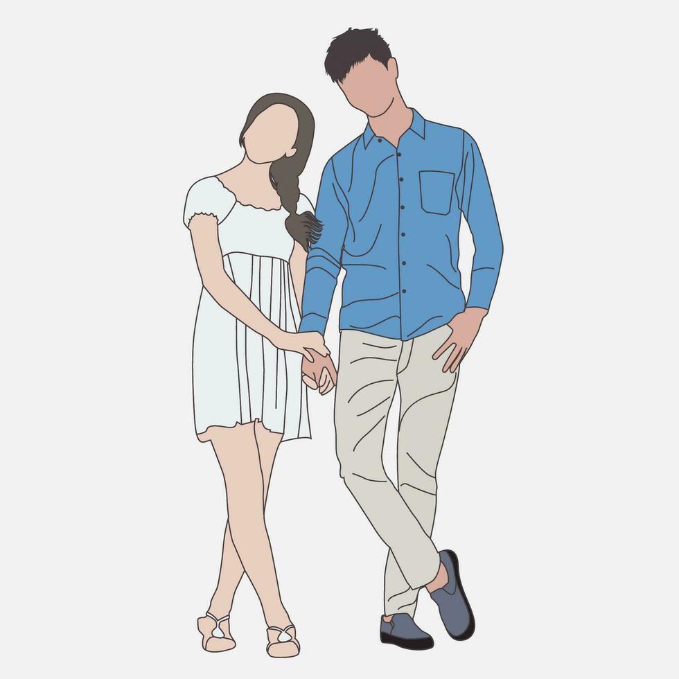 Fashion Couple illustration line art vector