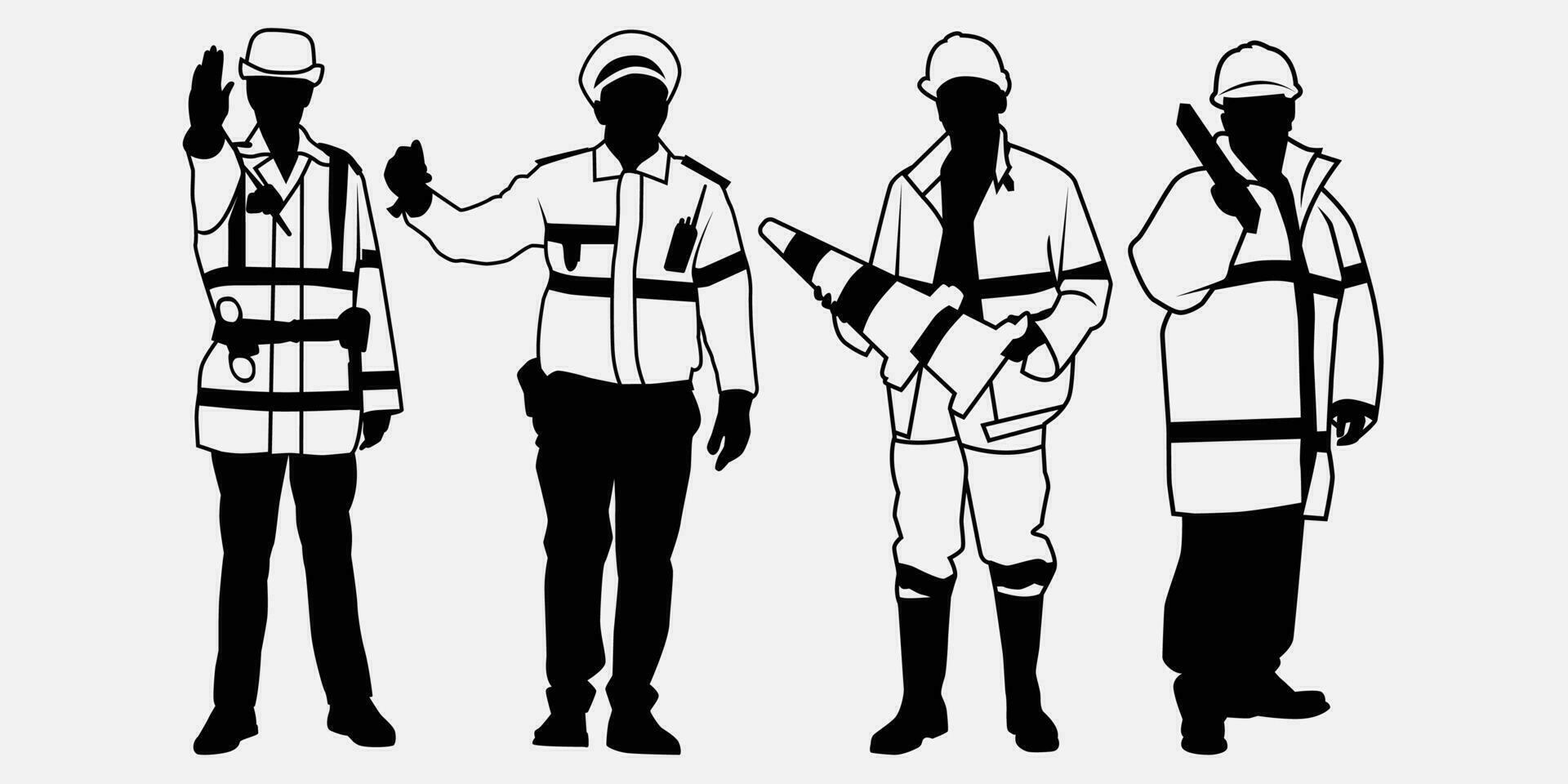 traffic guard Silhouette Set vector