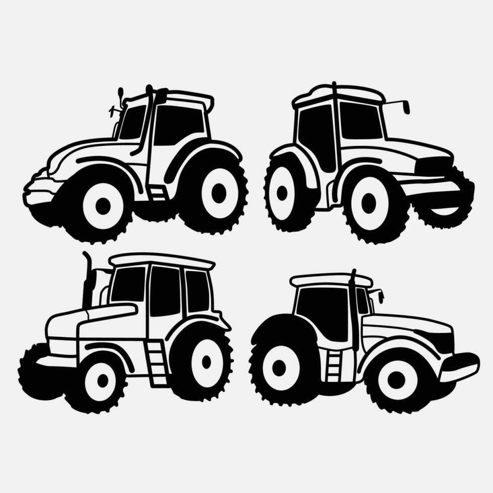 construction vehicles Silhouette Set vector