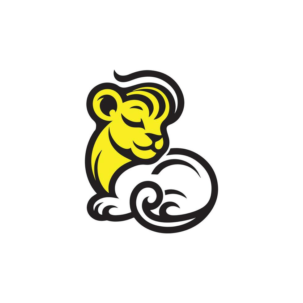 Serene Golden Lion Illustration With Bold Contrast and Artistic Flair vector
