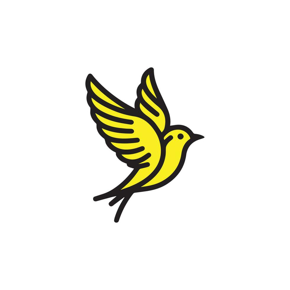 Majestic Yellow Bird in Flight Symbolizing Freedom and Grace Against a Pristine White Background vector