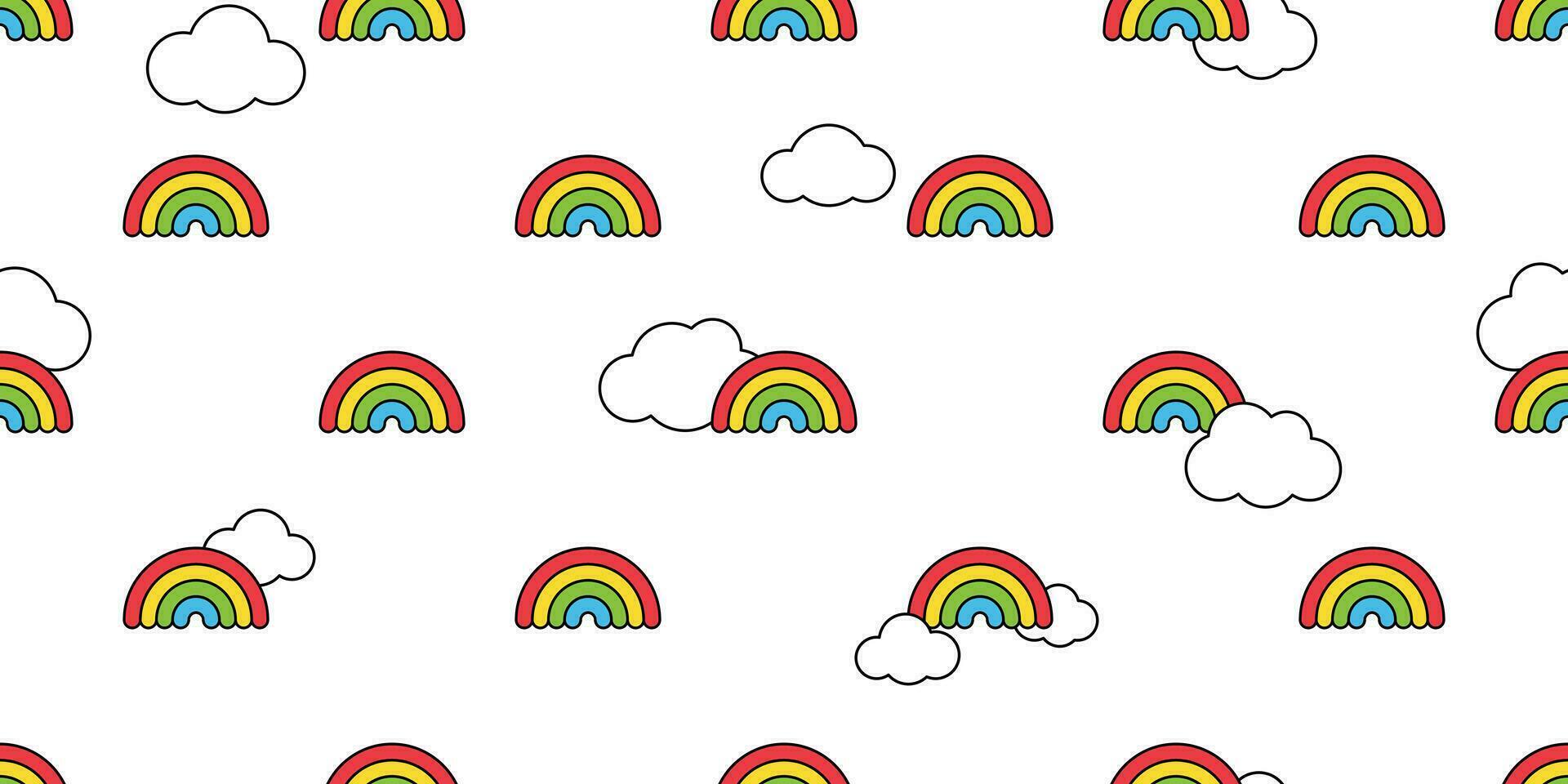 arco iris sin costura modelo lloviendo cielo nube vector bufanda aislado dibujos animados repetir antecedentes loseta fondo de pantalla ilustración diseño