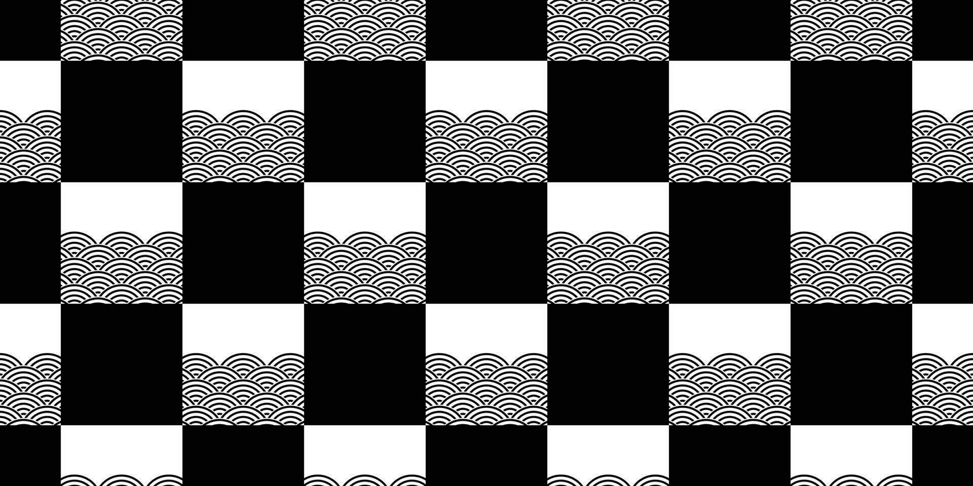 Japanese wave seamless pattern checked abstract isolated tile background repeat wallpaper illustration design vector