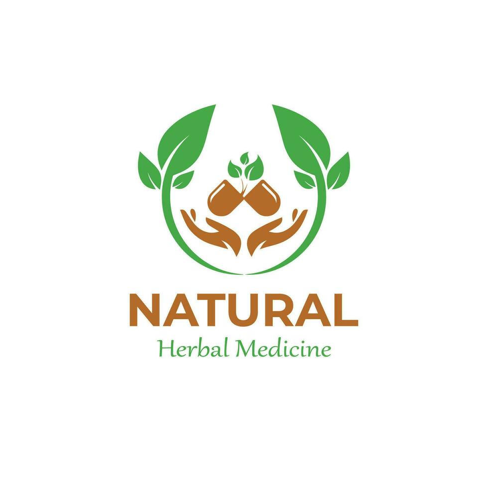 Natural hebal medicine logo design vector