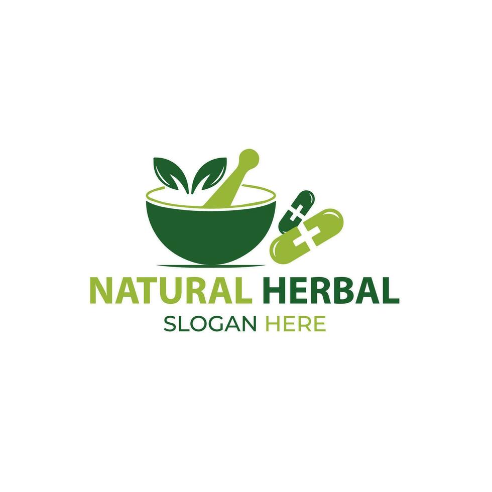 natural herbario logo diseño vector