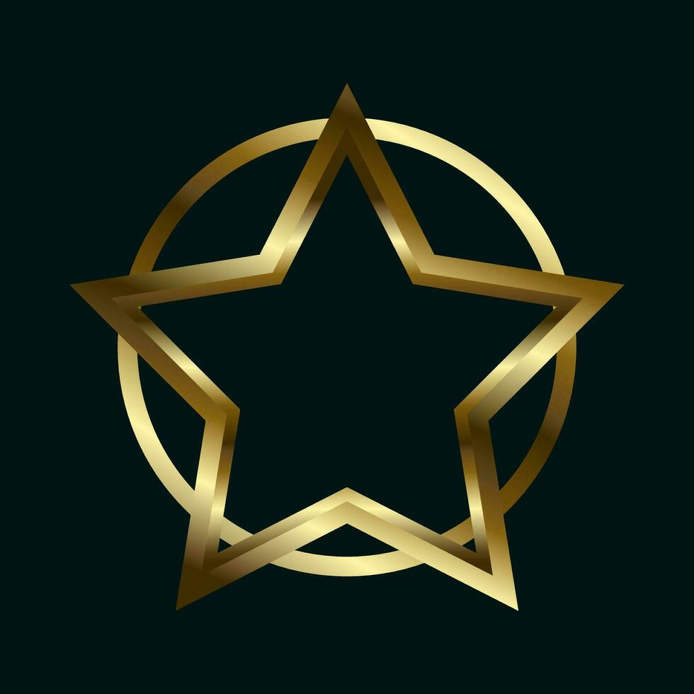 oro y lujo estrellas con circulo en oscuro antecedentes con Encendiendo efecto y brillar estrellas. lujo diseño premio ceremonia concepto. vector ilustración