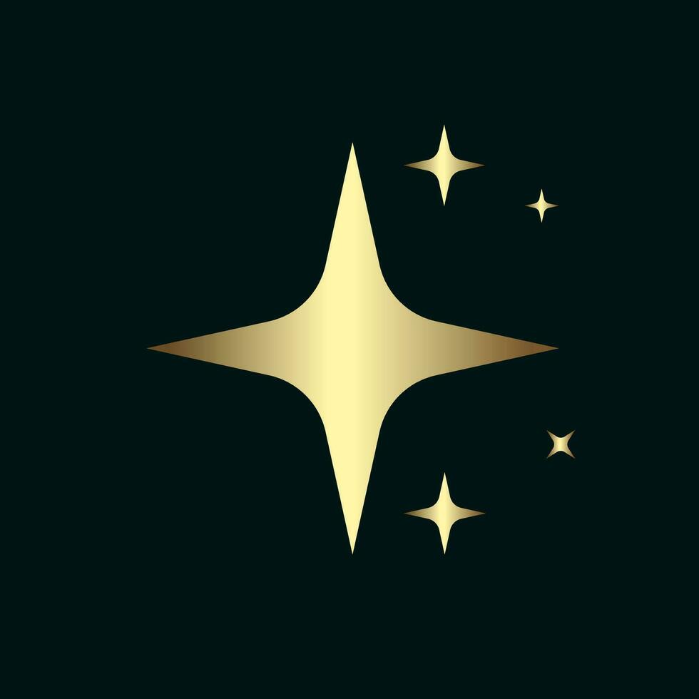 Gold bright, wink stars, set of golden wink stars, Star with 6 corners, premium stars on Dark background, vector illustration