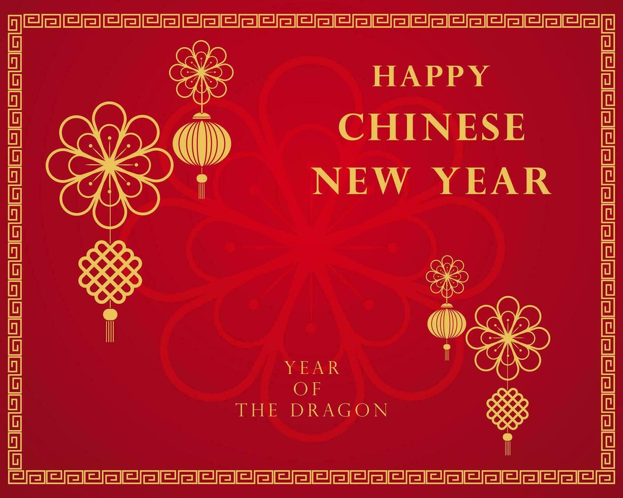 Happy Chinese New Year Chinese on red background postcard, banner, poster, Chinese, elements and ornaments. Vector, illustration templates vector