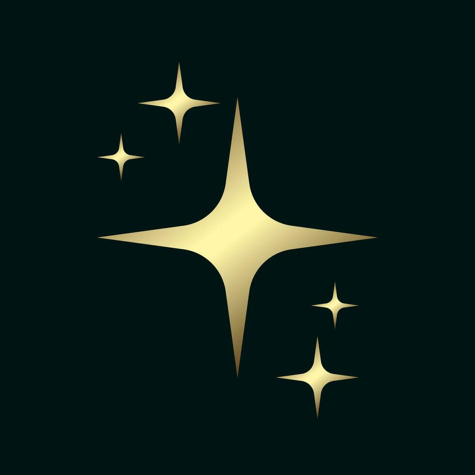Gold color star on dark background with lighting effect and sparkle stars. Luxury design award ceremony concept. Vector illustration