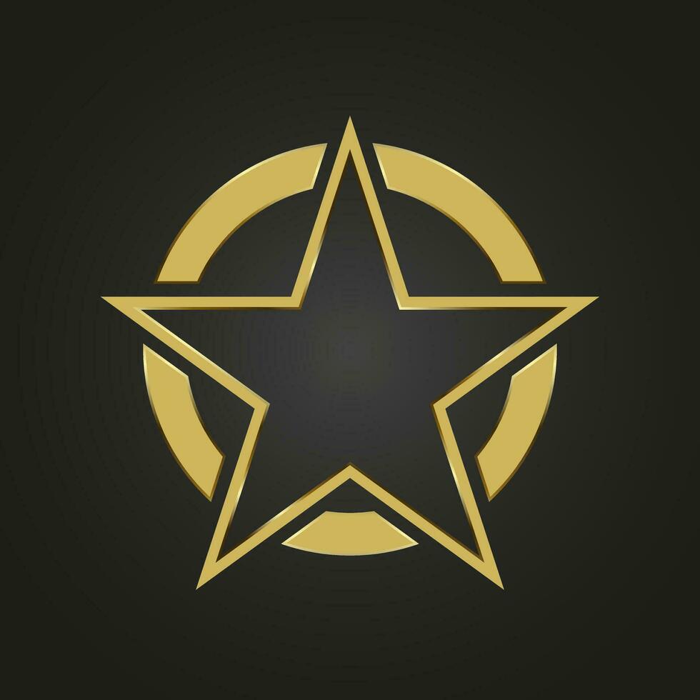 A Gold and Luxury stars with circle on dark background, Luxury design award ceremony concept, Logo, banner, symbol star. Vector illustration