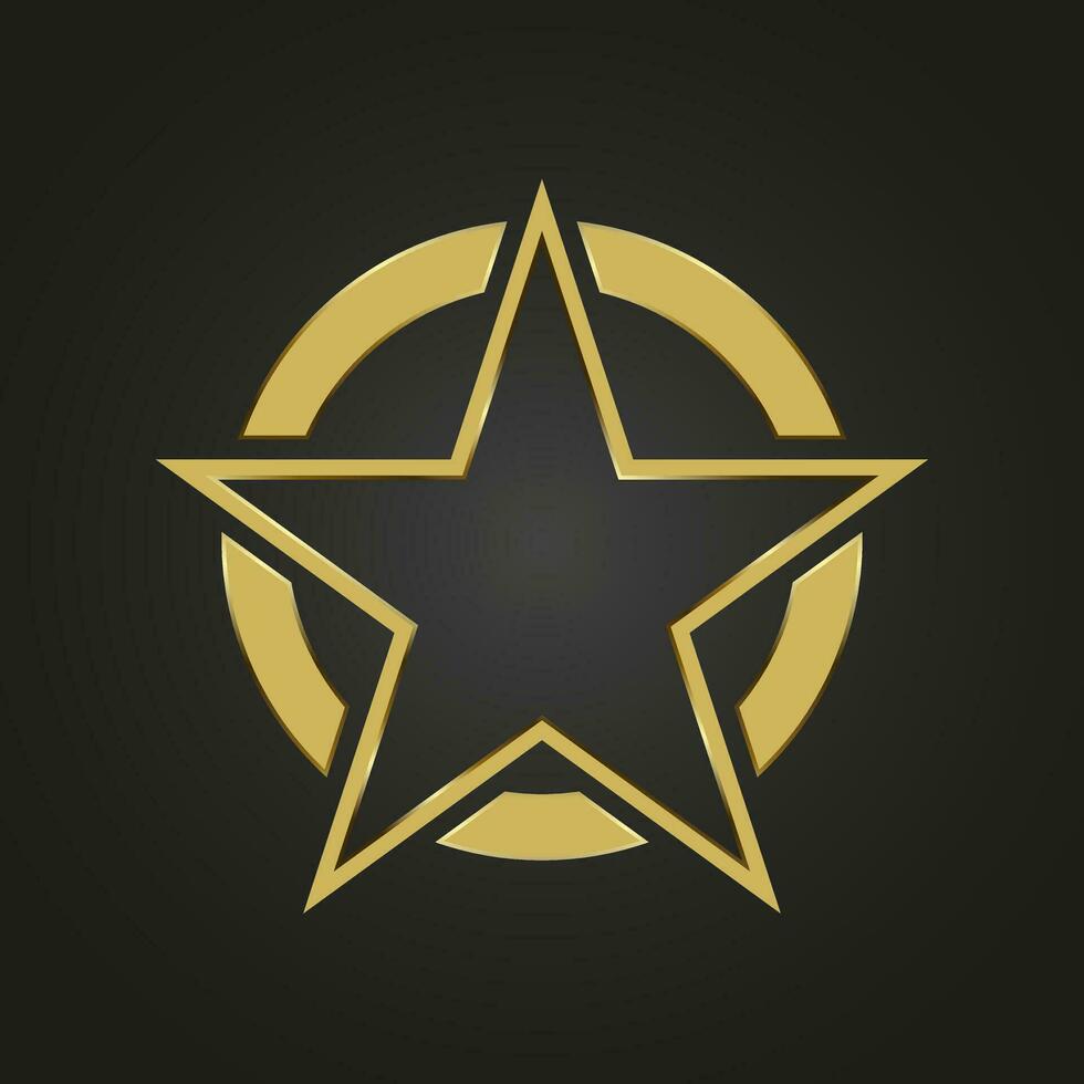 un oro y lujo estrellas con circulo en oscuro fondo, lujo diseño premio ceremonia concepto, logo, bandera, símbolo estrella. vector ilustración