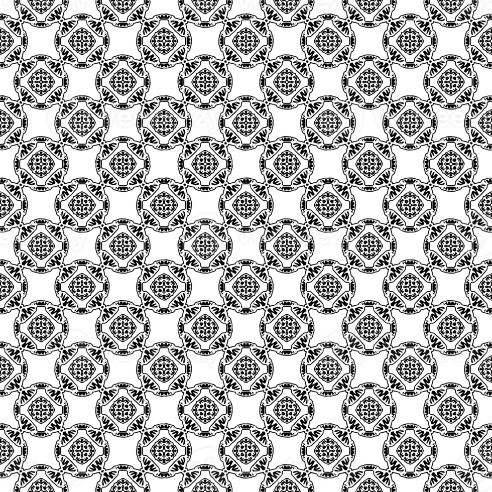 Black seamless abstract pattern. Overlay for background and backdrop. Ornamental design. PNG graphic illustration with transparent background.