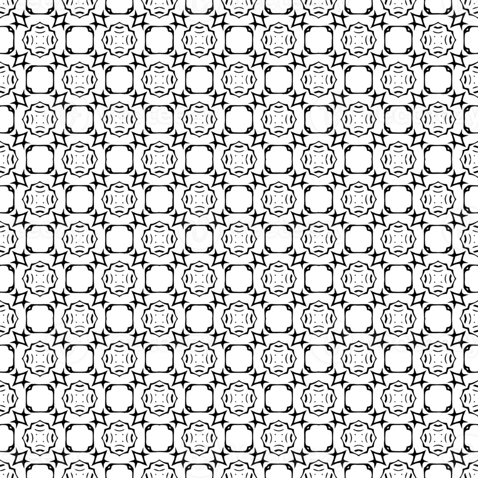 Black seamless abstract pattern. Overlay for background and backdrop. Ornamental design. PNG graphic illustration with transparent background.