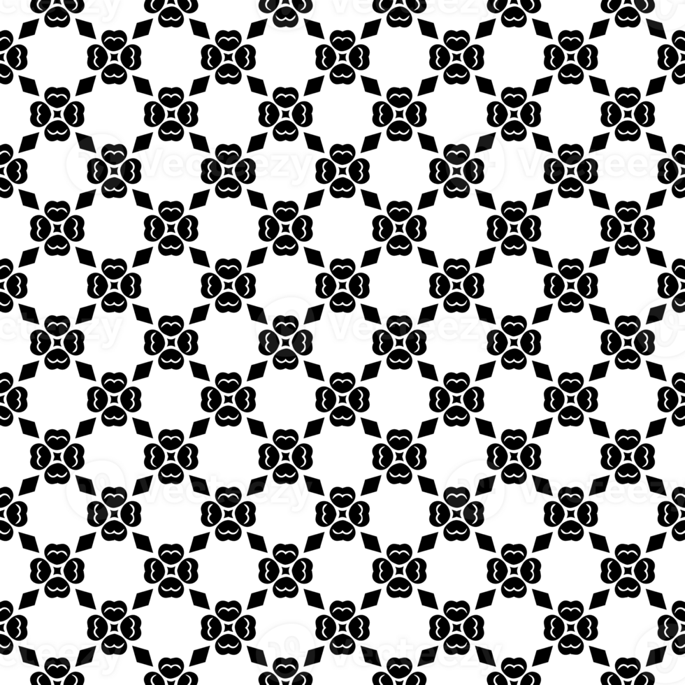 Black seamless abstract pattern. Overlay for background and backdrop. Ornamental design. PNG graphic illustration with transparent background.