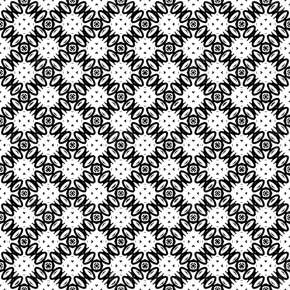 Black seamless abstract pattern. Overlay for background and backdrop. Ornamental design. PNG graphic illustration with transparent background.