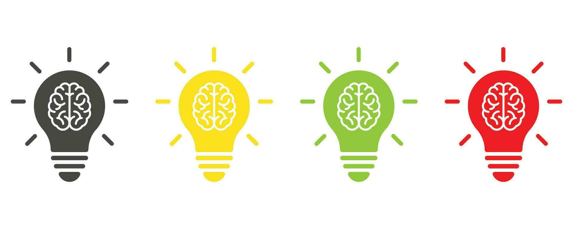 Creative idea icon, Creative light bulb, and brain icon vector illustration, Symbol of creativity, creative idea, mind, thinking.