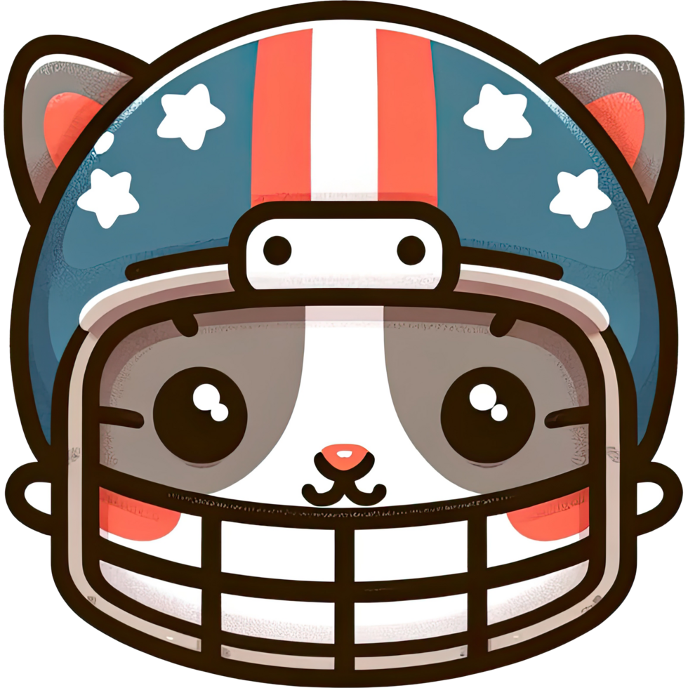 AI generated Pet, cat wearing American football helmet png