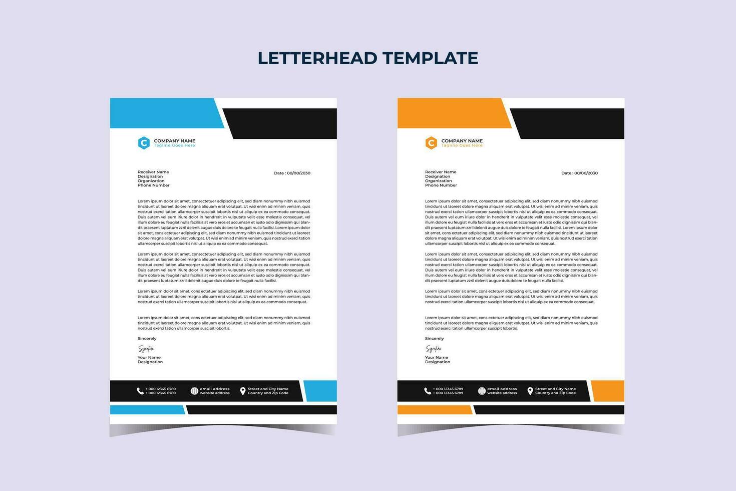 Professional Modern Business Letterhead Design Template vector